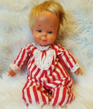 14 " Vintage 1964 Drowsy Baby Doll Mattel Antique Toy Pink Pajamas Mute Blonde