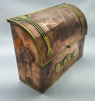 Antique Arts & Crafts Copper & Brass Stationery Box Archibald Knox Liberty Style