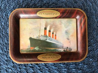 Cunard Line Ss Aquitania Tin Tip Tray