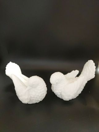 Vintage (2) White Alabaster Doves - Lovebirds - Peace - Made In Italy - A.  Santini