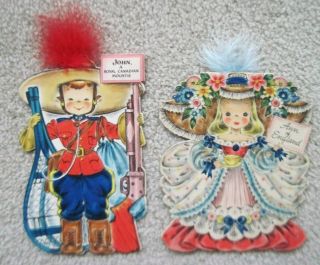 2 Hallmark 1940s Land Of Make Believe Paper Doll Cards Rcmp & Ann Of England