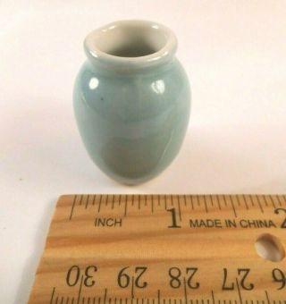Vase For Dollhouse 1:12 Scale Vintage Blue Large Pottery Diorama Floral Flowers