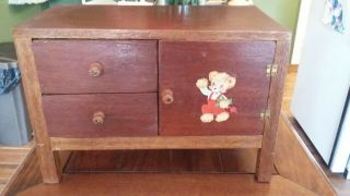 Vintage Primitive Hand - Made Wooden Childs Toy Doll Dresser/drawers 8 " X12 " Decal