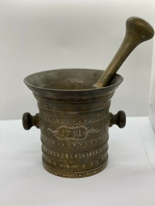 Antique VERY VERY Old Brass Copper Mortar And Pestle 22lbs 2