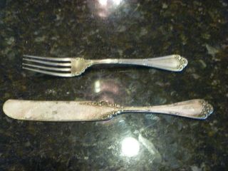 Vintage Antique R.  Wallace Silverplate Flatware Knife & Fork A1 Circa 1890 - 1930