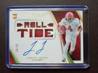 2020 Panini Immaculate Collegiate Jerry Jeudy Roll Tide Gold Patch Auto /10
