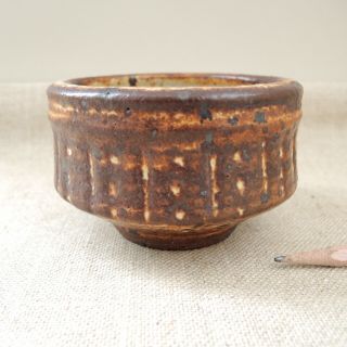 Vivika,  Otto Heino Pottery Bowl Incised Line Dot Mid - Century Modern Ojai Signed
