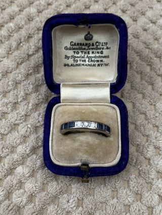 Antique Art Deco 18ct White Gold 1/2 Eternity Sapphire & Diamond Ring