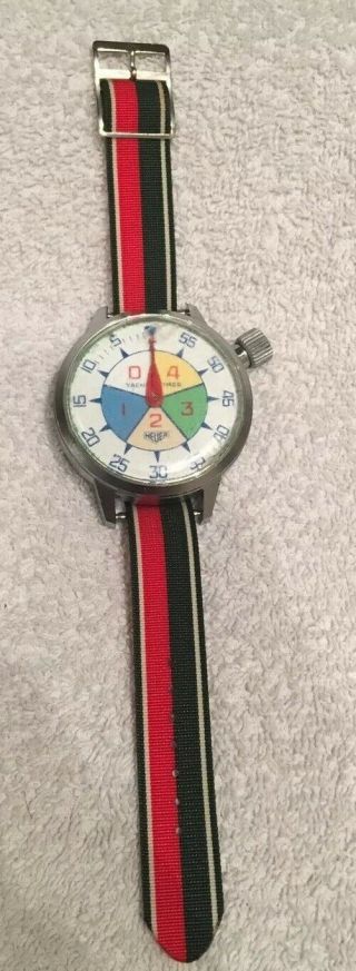 Vintage Heuer Yacht Timer Wristwatch Stopwatch Old Strap