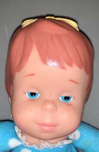 Vintage 1982 Mattel Lil Drowsy Beans Baby Doll Blue Polka Dot