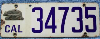 1916 California Porcelain License Plate 34375