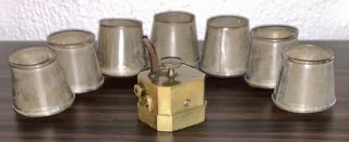 Antique Brass Scarificator Blood Letting Quack Tool Device W/ Cups Vgc