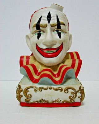 Vintage Ezra Brooks Clown Porcelain Decanter Bottle Empty