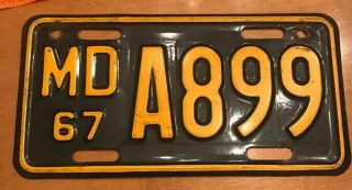 Maryland Motorcycle License Plate,  1967,