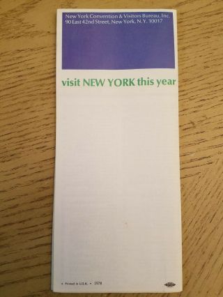 VINTAGE 1978 OFFICIAL York City Street Map Visitors Guide Ed Koch Twin Tower 2