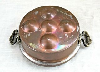 Vintage Round Solid Copper Mold With Brass Handles