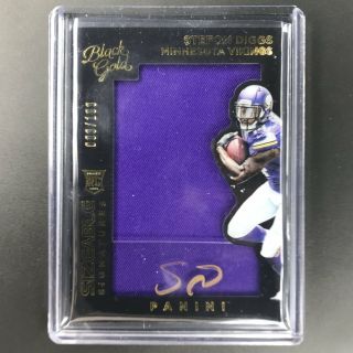 2015 Black Gold Stefon Diggs Sizeable Signatures Rookie Jersey Auto 3/199