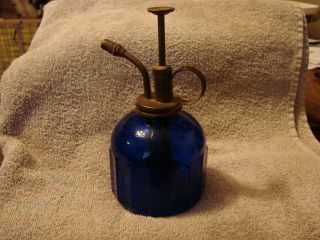 Vintage Cobalt Blue Glass Misting Pump Atomizer For Plants Or Personal Use
