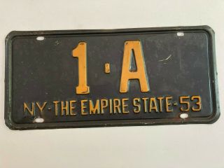 1953 York License Plate Low Number Digit 1a Lowest Number Regular Issue