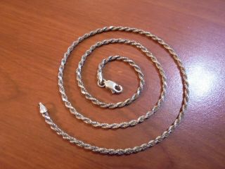 Vtg Sterling Silver Rope Chain Necklace 18 " 7.  9 Grams Italy