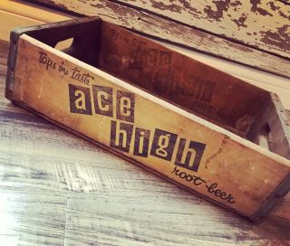 Rare Vintage 1950’s Ace High Root Beer Wood Soda Crate Philadelphia Pa