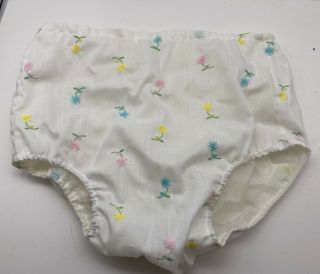 Vintage Diaper Cover Pants Large Toddler Flowers White