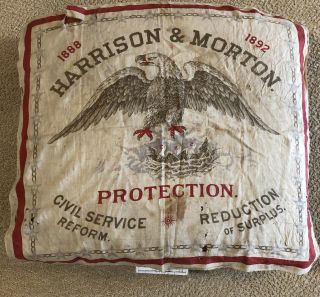 Antique 1888 Harrison Morton Presidential Campaign Banner Bandanna Handkerchief