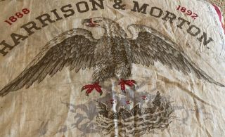Antique 1888 Harrison Morton Presidential Campaign Banner Bandanna Handkerchief 2