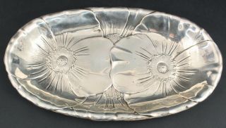 Antique Wallace Sterling Silver Art Nouveau Poppy Flowers Bread Tray Plate Nr
