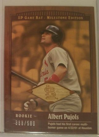 Albert Pujols - 2001 Sp Game Bat Milestone Edition - Rookie Rc Bat 388/500