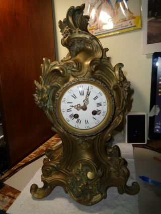 Antique - French - Bronze - Mantle Clock - Ca.  1890 - To Restore - K902