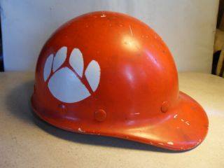 Vintage Fibre Metal Plastic Hard Hat Red Clemson Tigers Adjustable