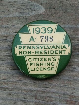 1939 Pa Non Resident Fishing License - Pennsylvania Licenses