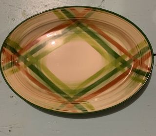 Vintage Vernonware Tam - O - Shanter Oval Platter 10 1/4 " Mcm Green Orange Metlox