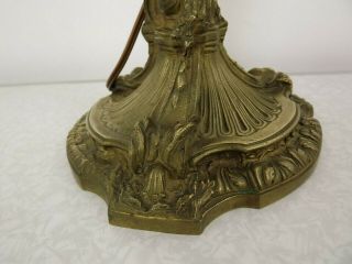 French Bronze Classical 19th Century Table Lamp 3 Cherubs & Glass Shade 2221 3