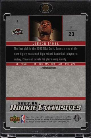 2003 Upper Deck Exclusives LeBron James ROOKIE RC 1 2