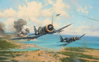 Okinawa By Robert Taylor - Aviation Art Print Signed By Corsair Pilots