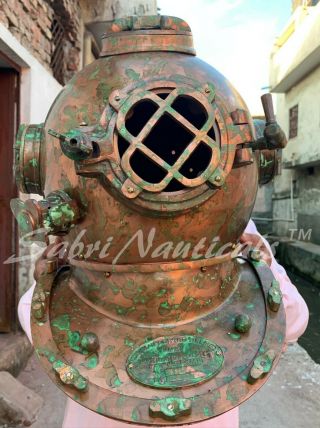 Antique Brass Scuba Diving Divers Helmet Brass Morse Navy Sea Copper Boston Gift