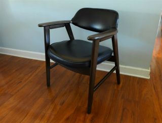 One Vintage Black Gunlocke Style Arm Chair Mid Century Modern Office Chair