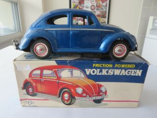 1960s Volkswagen Vw Beetle Ko Friction Tin Toy - Made In Japan