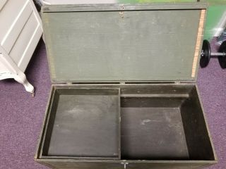 Vintage Military Foot Locker With 1 Tray Re - Enforced Wood Military Surplus