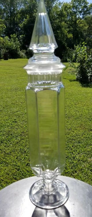 1900 Antique Dakota Glass? Apothecary Rare 21”jar Candy Container Hexagon Shape