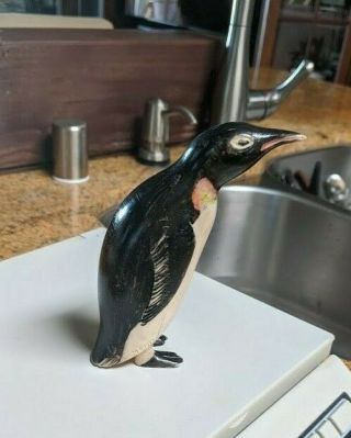 Antique Carved Bone Penguin.  0ver 8 Ounces,  5.  5 Inches Tall.  Scrimshaw