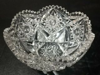 Rare Museum Quality 10 " Antique Abc Crystal Glass Saw Tooth Bowl Detail