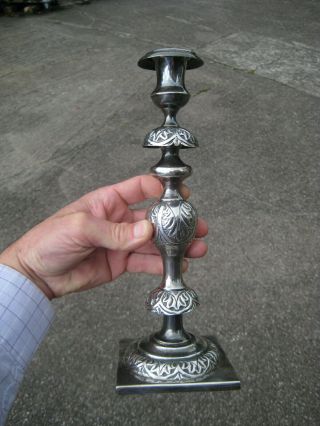 German Or Polish Silver Candlestick C.  1830,  Silver Marks: " 12 "