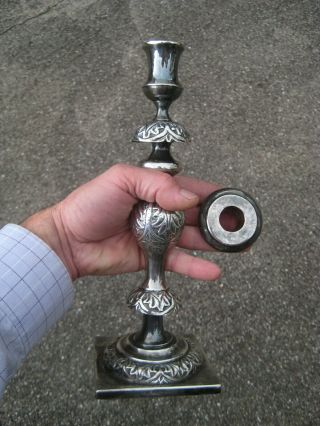German or Polish SILVER CANDLESTICK c.  1830,  silver marks: 