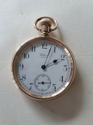 Antique Waltham Gold Filled 7 Jewel Open Faced Pocket Watch Recent Full Service