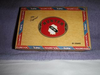 Vintage The Hunter 6cent Cigar Box With Wood Inside