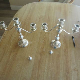 Two Candlesticks 950 Sterling Silver 8½ " With Center Removed And 12 " Full Size