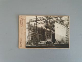 Old Card With Print Or Photograph Of White Star Line Olympic & Titanic.
